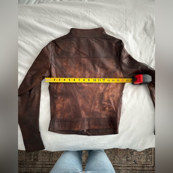 Brown Leather Moto jacket - Picture 7 of 14